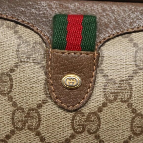 GUCCI GG Supreme Web Sherry Line Shoulder Bag PVC Beige Green Red Auth BA508 - Picture 14 of 16